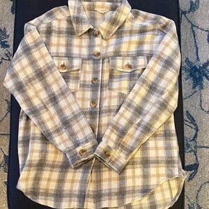 La Hearts Kids Plaid Shirt in Blue and Cream